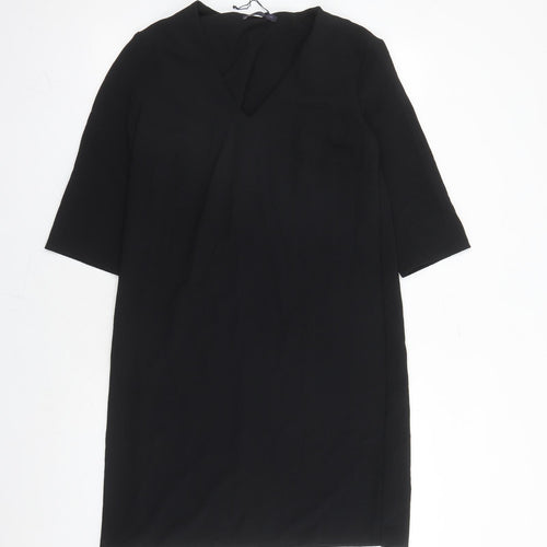 Marks and Spencer Womens Black Polyester A-Line Size 12 V-Neck Pullover