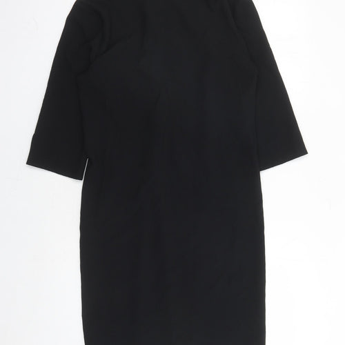Marks and Spencer Womens Black Polyester A-Line Size 12 V-Neck Pullover