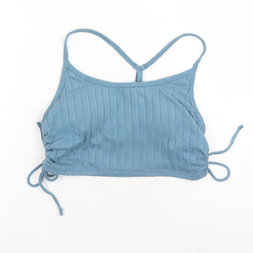 Gilly Hicks Womens Blue Cotton Cropped Tank Size M Round Neck - Built In Support