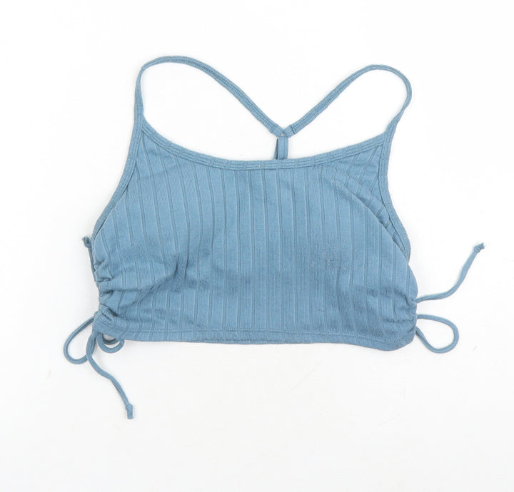 Gilly Hicks Womens Blue Cotton Cropped Tank Size M Round Neck - Built In Support