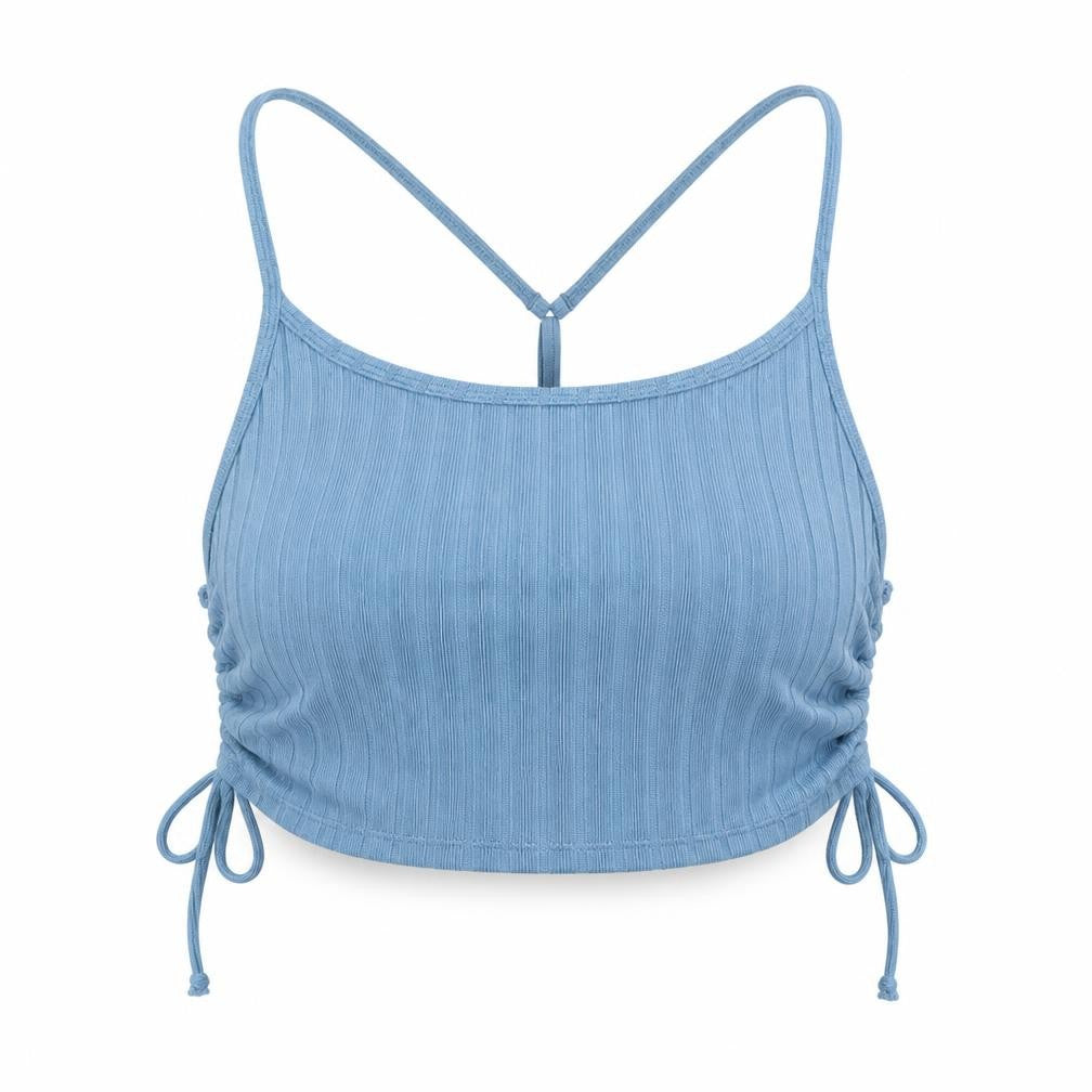 Gilly Hicks Womens Blue Cotton Cropped Tank Size M Round Neck - Built In Support