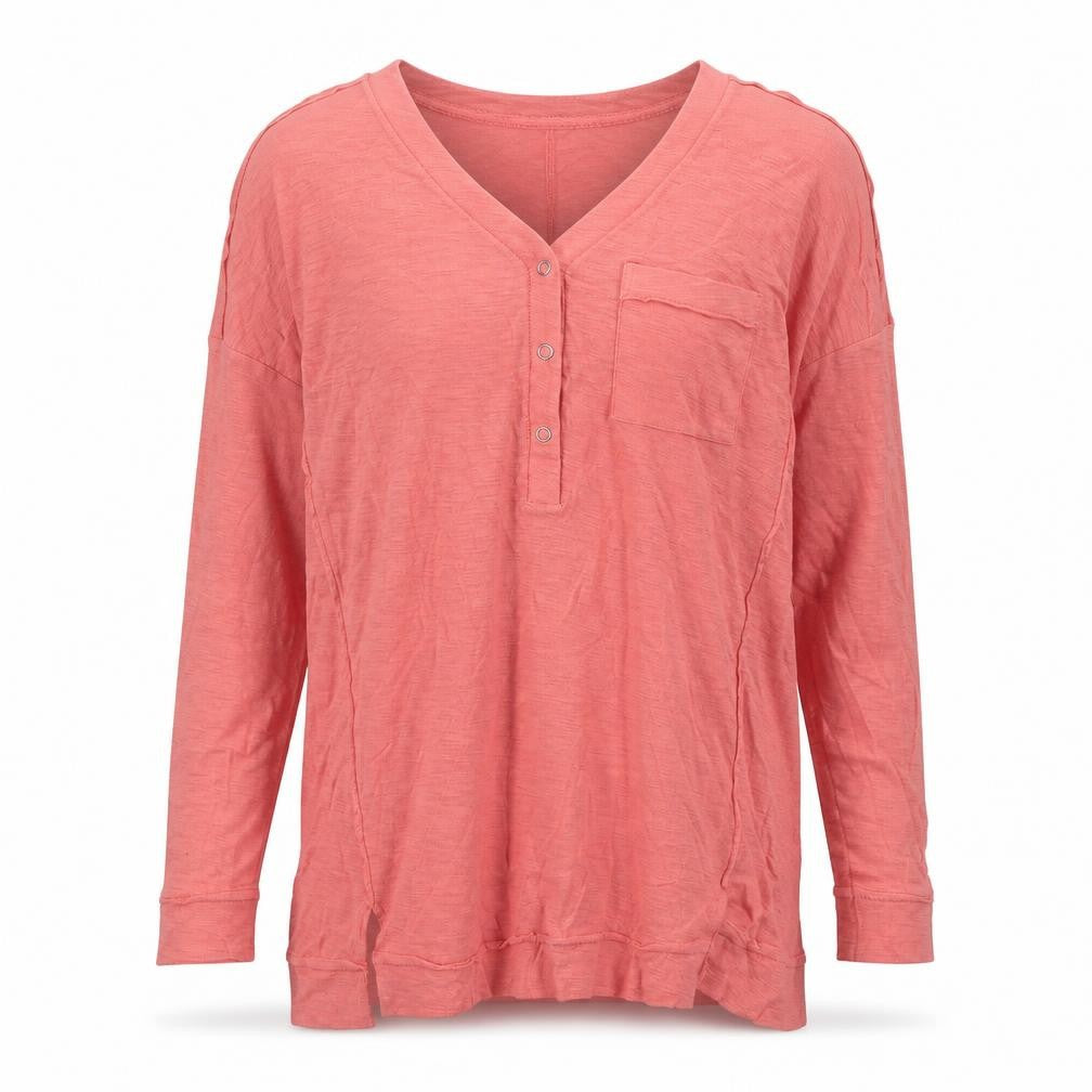 Front view of Next women’s brown cotton basic t-shirt, size UK 6, v-neck