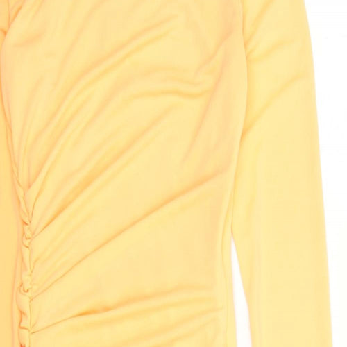 Zara Womens Orange Polyester Bodycon Size XS Round Neck Zip - Neon Orange