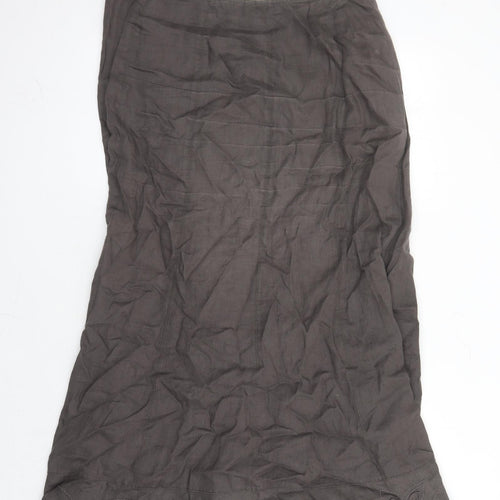 Per Una Womens Brown Linen A-Line Skirt Size 16 Zip - Embroidered Detail Sequin