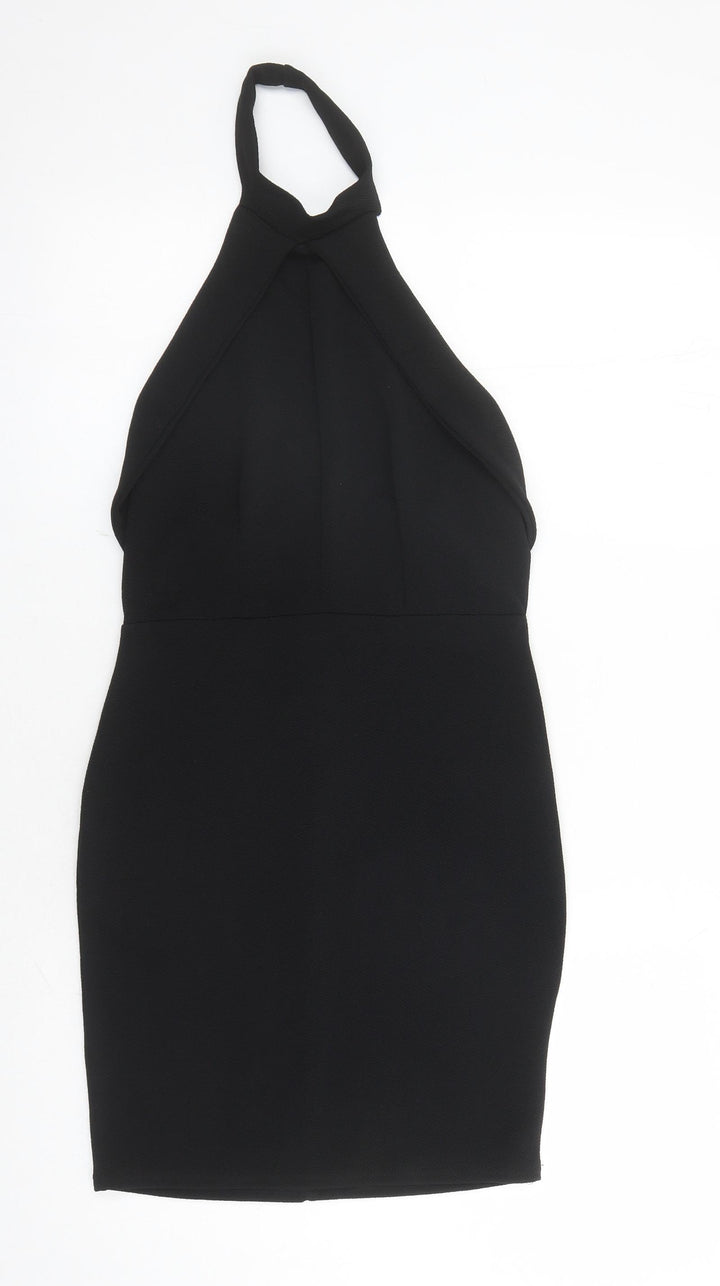 Bella London Womens Black Polyester Bodycon Size 10 Halter Pullover