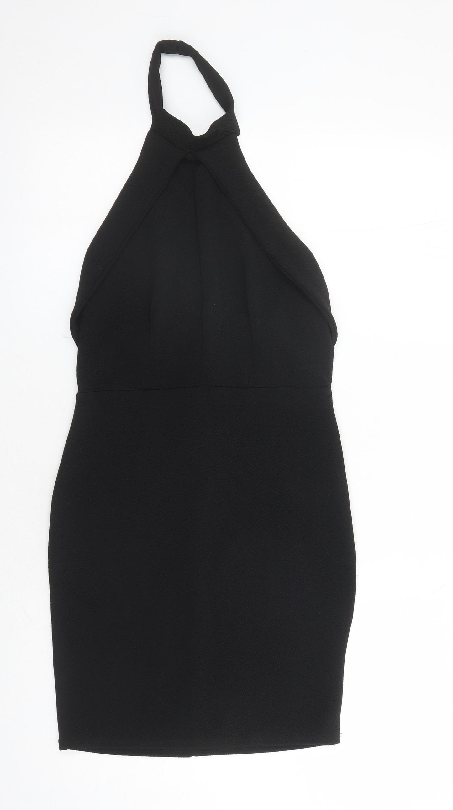 Bella London Womens Black Polyester Bodycon Size 10 Halter Pullover
