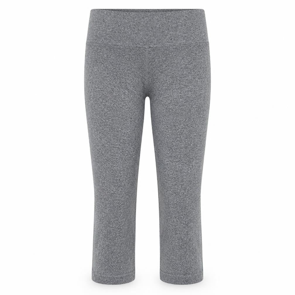 Front view of USA Pro women’s grey polyamide capri leggings, size UK 8, 16-inch leg regular