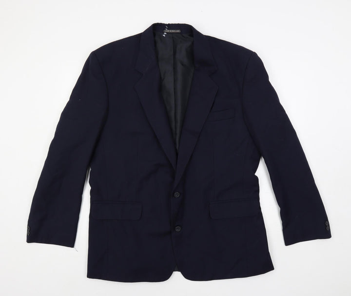Made In England Mens Blue Polyester Jacket Suit Jacket Size 42 Regular