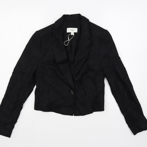 Marks and Spencer Womens Black Jacket Blazer Size 6 Button