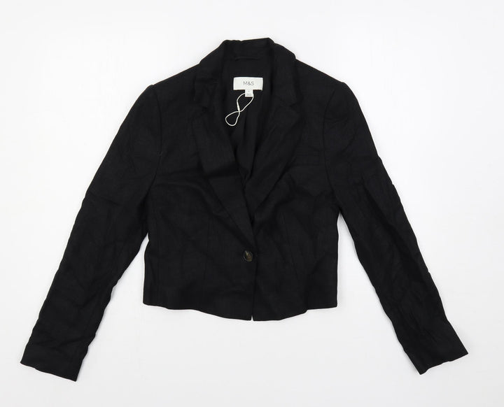 Marks and Spencer Womens Black Jacket Blazer Size 6 Button