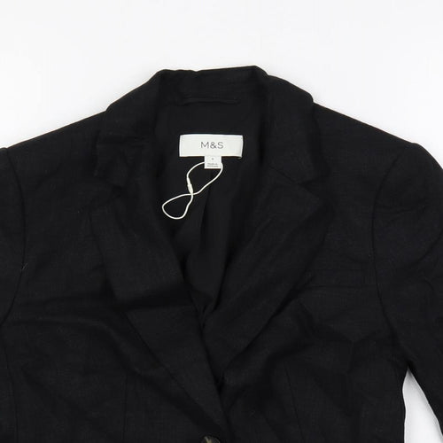 Marks and Spencer Womens Black Jacket Blazer Size 6 Button
