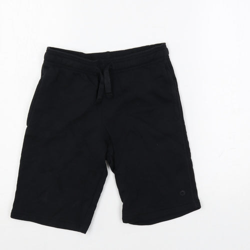 Marks and Spencer Boys Black Cotton Sweat Shorts Size 10-11 Years Regular Drawstring