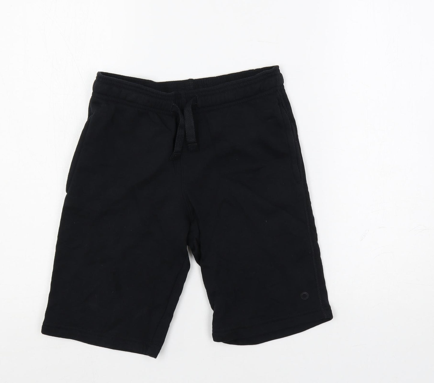 Marks and Spencer Boys Black Cotton Sweat Shorts Size 10-11 Years Regular Drawstring