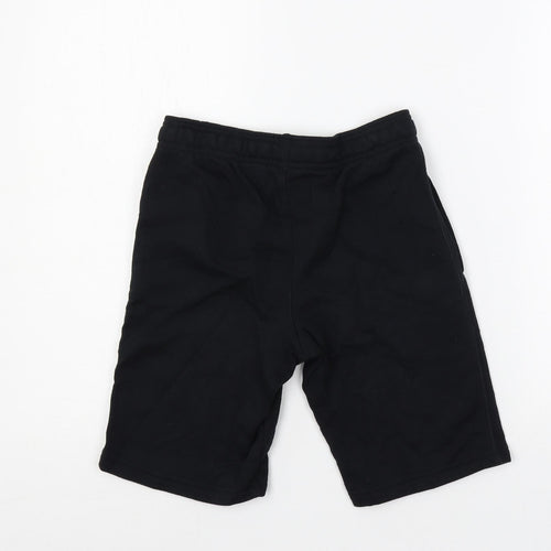 Marks and Spencer Boys Black Cotton Sweat Shorts Size 10-11 Years Regular Drawstring