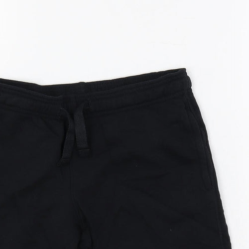 Marks and Spencer Boys Black Cotton Sweat Shorts Size 10-11 Years Regular Drawstring