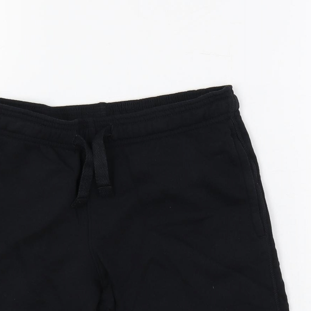 Marks and Spencer Boys Black Cotton Sweat Shorts Size 10-11 Years Regular Drawstring