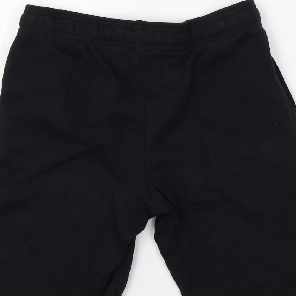 Marks and Spencer Boys Black Cotton Sweat Shorts Size 10-11 Years Regular Drawstring