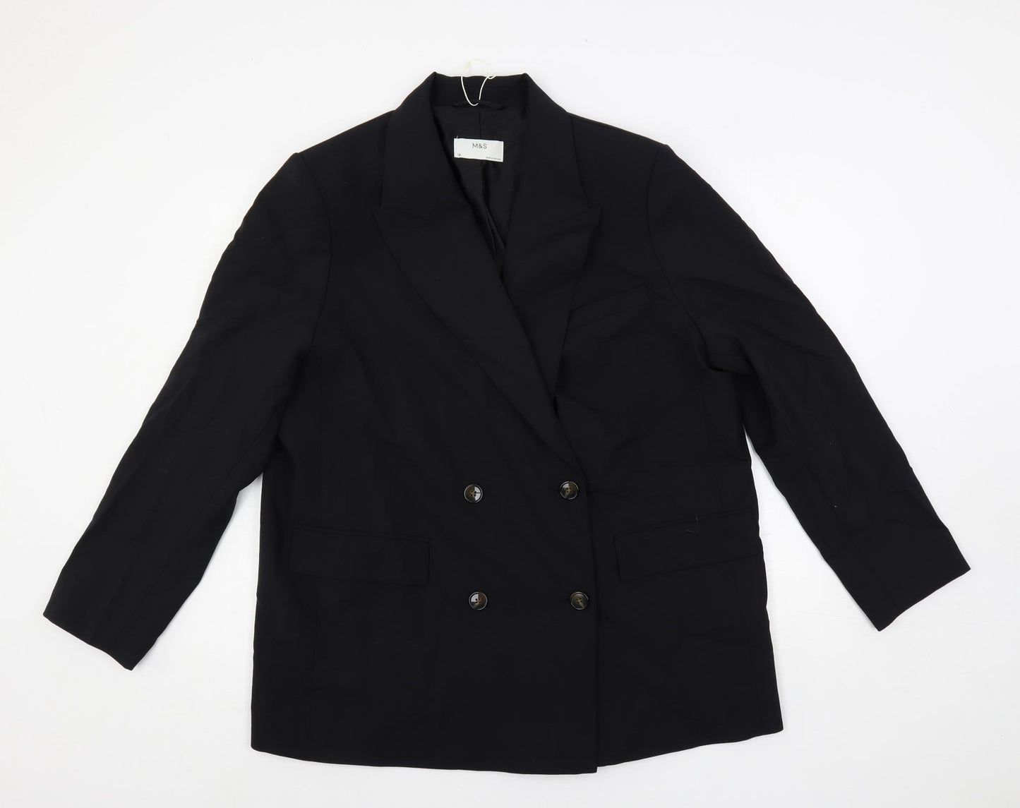 Marks and Spencer Womens Black Jacket Blazer Size 18 Button