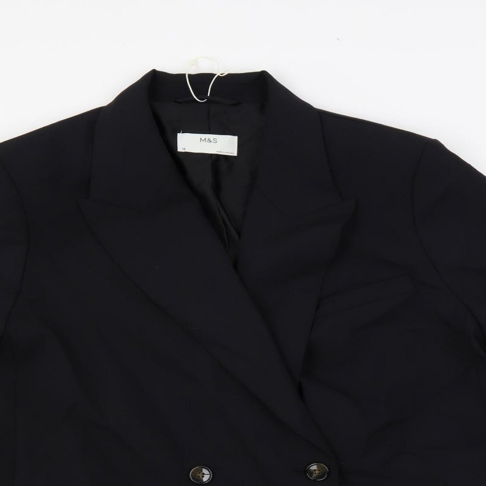 Marks and Spencer Womens Black Jacket Blazer Size 18 Button