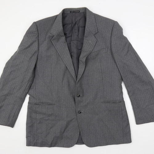 Dunn & Co Mens Grey Striped Wool Jacket Suit Jacket Size 46 Regular