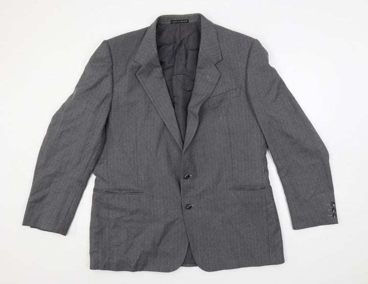 Dunn & Co Mens Grey Striped Wool Jacket Suit Jacket Size 46 Regular