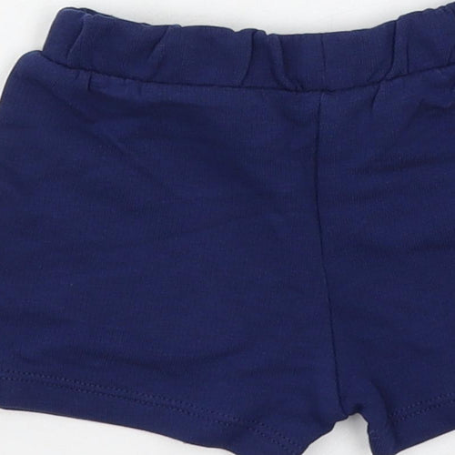 Marks and Spencer Baby Blue Cotton Cropped Trousers Size 0-3 Months Drawstring