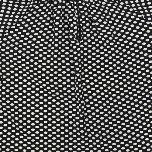 Marks and Spencer Womens Black Polka Dot Polyester Basic Blouse Size 8 Round Neck