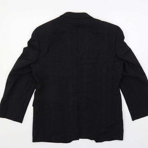 Tom English Mens Black Striped Wool Jacket Suit Jacket Size 38 Regular