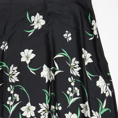 Marks and Spencer Womens Black Floral Polyester Maxi Skirt Size 16 Zip