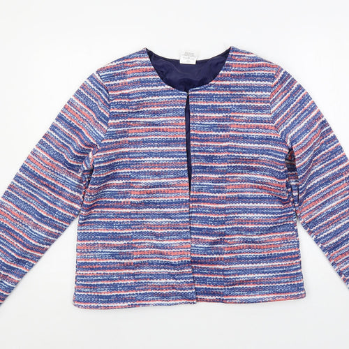 Anne de Lancay Womens Multicoloured Geometric Jacket Blazer Size M Hook & Eye - Open