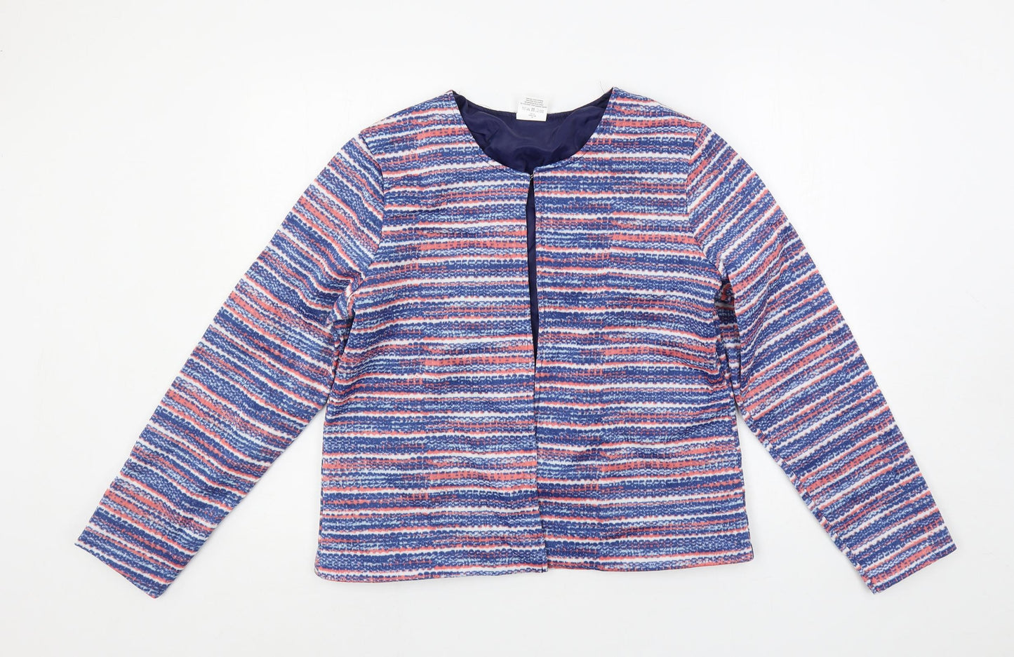 Anne de Lancay Womens Multicoloured Geometric Jacket Blazer Size M Hook & Eye - Open