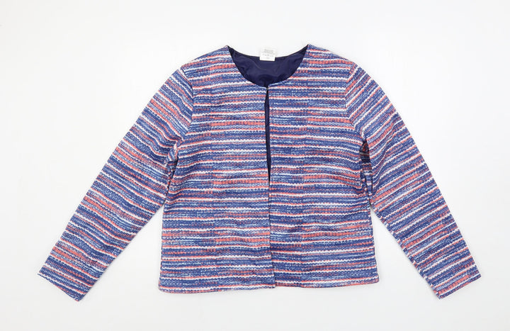 Anne de Lancay Womens Multicoloured Geometric Jacket Blazer Size M Hook & Eye - Open