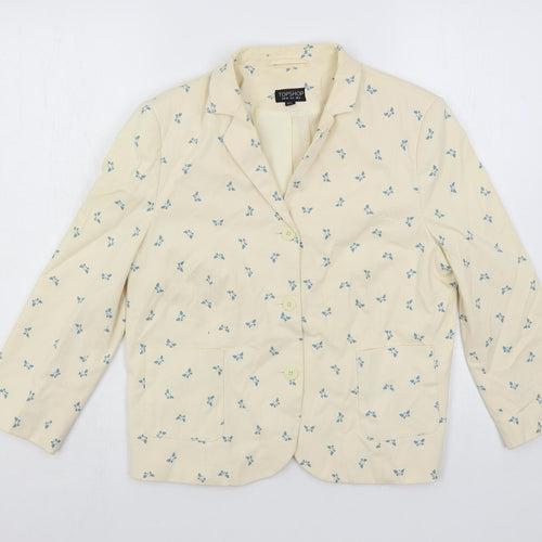 Topshop Womens Ivory Geometric Jacket Blazer Size 12 Button