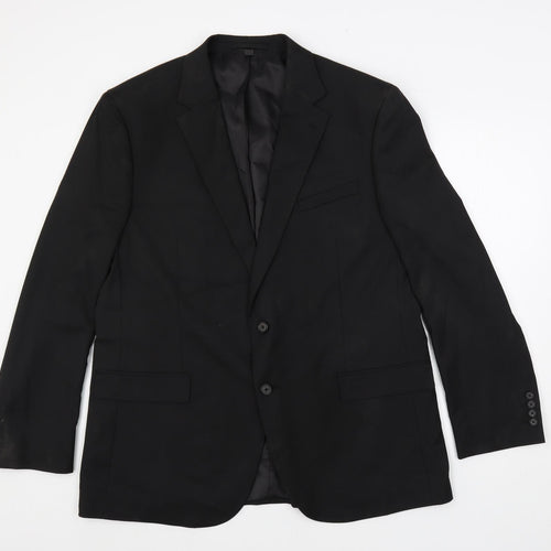 Marks and Spencer Mens Black Polyester Jacket Suit Jacket Size 44 Regular