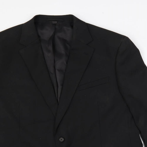 Marks and Spencer Mens Black Polyester Jacket Suit Jacket Size 44 Regular