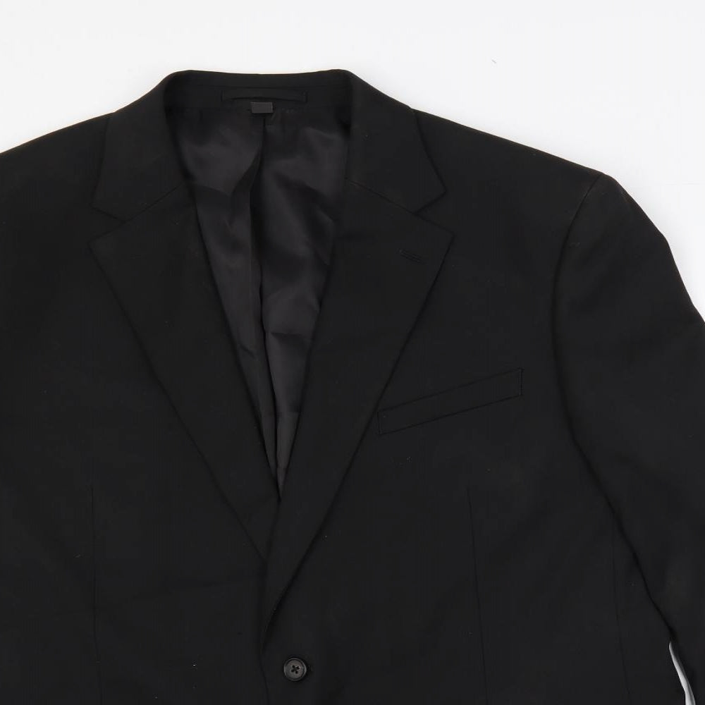 Marks and Spencer Mens Black Polyester Jacket Suit Jacket Size 44 Regular