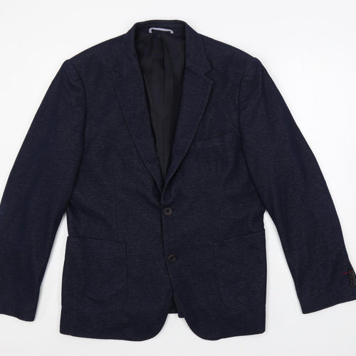 Fisk of Oslo Mens Blue Polyester Jacket Blazer Size 42 Regular