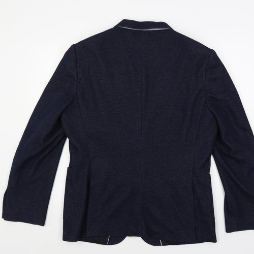 Fisk of Oslo Mens Blue Polyester Jacket Blazer Size 42 Regular