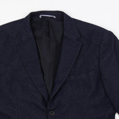 Fisk of Oslo Mens Blue Polyester Jacket Blazer Size 42 Regular