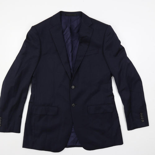 Marks and Spencer Mens Blue Striped Wool Jacket Suit Jacket Size 40 Regular