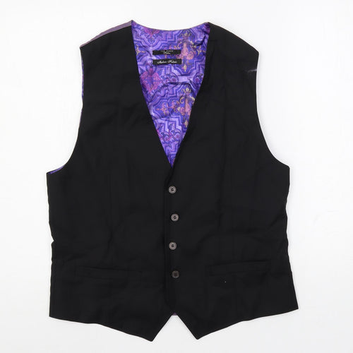 Ted Baker Mens Black Wool Jacket Suit Waistcoat Size 40 Regular