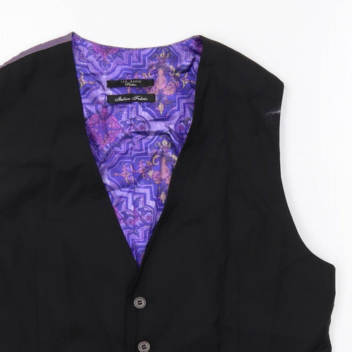 Ted Baker Mens Black Wool Jacket Suit Waistcoat Size 40 Regular