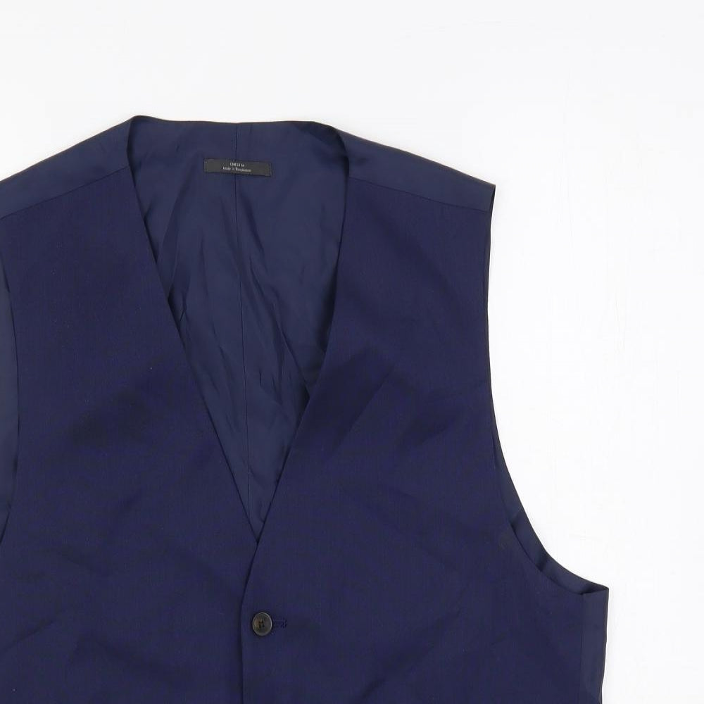 Marks and Spencer Mens Blue Polyester Jacket Suit Waistcoat Size 40 Regular