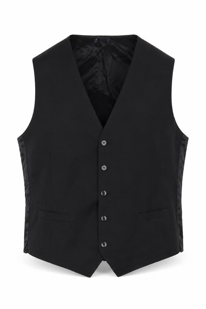 Front view of Marks & Spencer men’s black polyester jacket suit jacket, size 44, regular