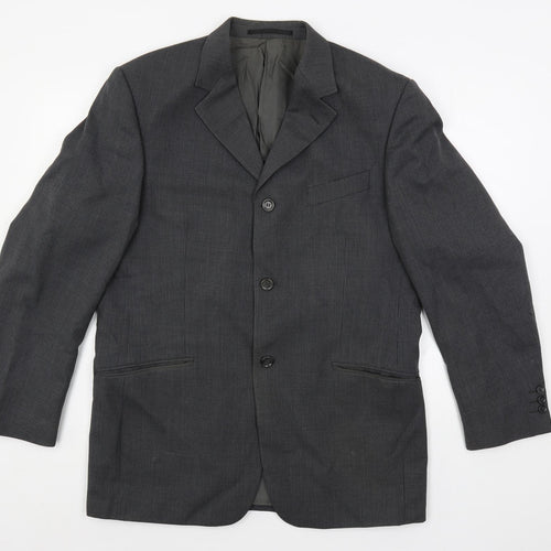 REMUS Mens Grey Striped Polyester Jacket Suit Jacket Size 40 Regular