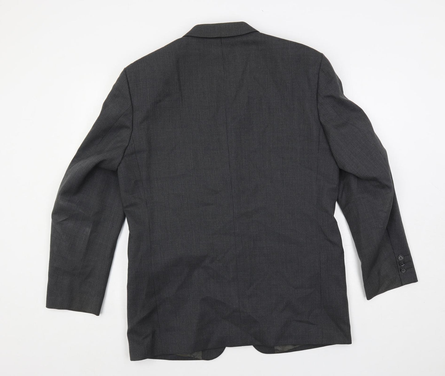 REMUS Mens Grey Striped Polyester Jacket Suit Jacket Size 40 Regular