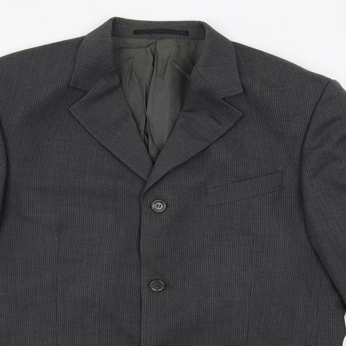 REMUS Mens Grey Striped Polyester Jacket Suit Jacket Size 40 Regular