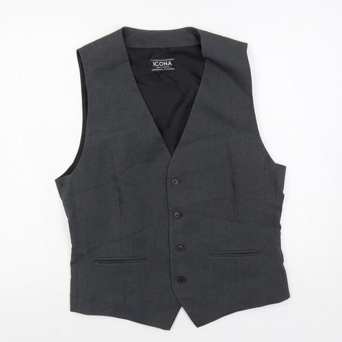 Icona Mens Grey Polyester Jacket Suit Waistcoat Size 38 Regular