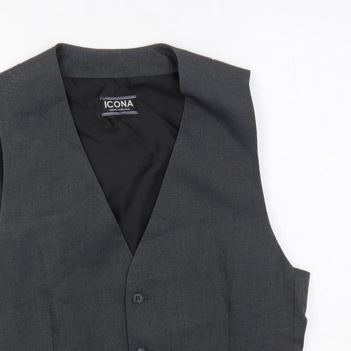 Icona Mens Grey Polyester Jacket Suit Waistcoat Size 38 Regular