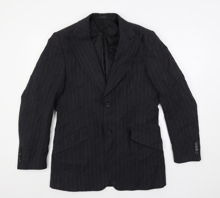 Lindbergh Mens Black Striped Polyester Jacket Suit Jacket Size 40 Regular